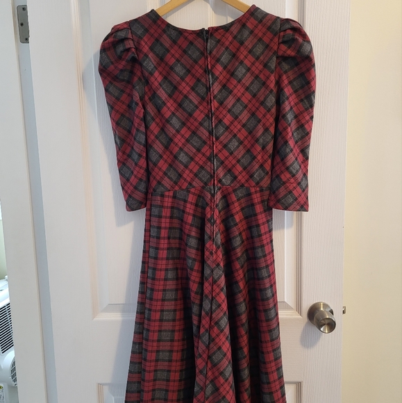 Unique Vintage red and black checkered dress - Picture 3 of 7